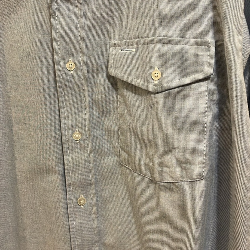 Free!! L.L.Bean 17-34 men’s vintage faded denim work dress button shirt - Picture 4 of 5